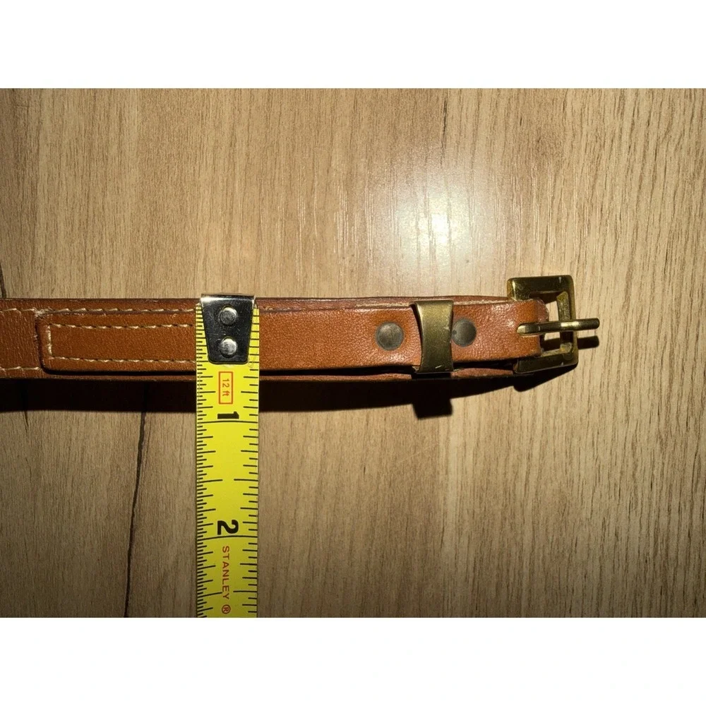 Genuine Leather Belt Size 36 Brown Tan Dress Casual Silver Buckle 38.5